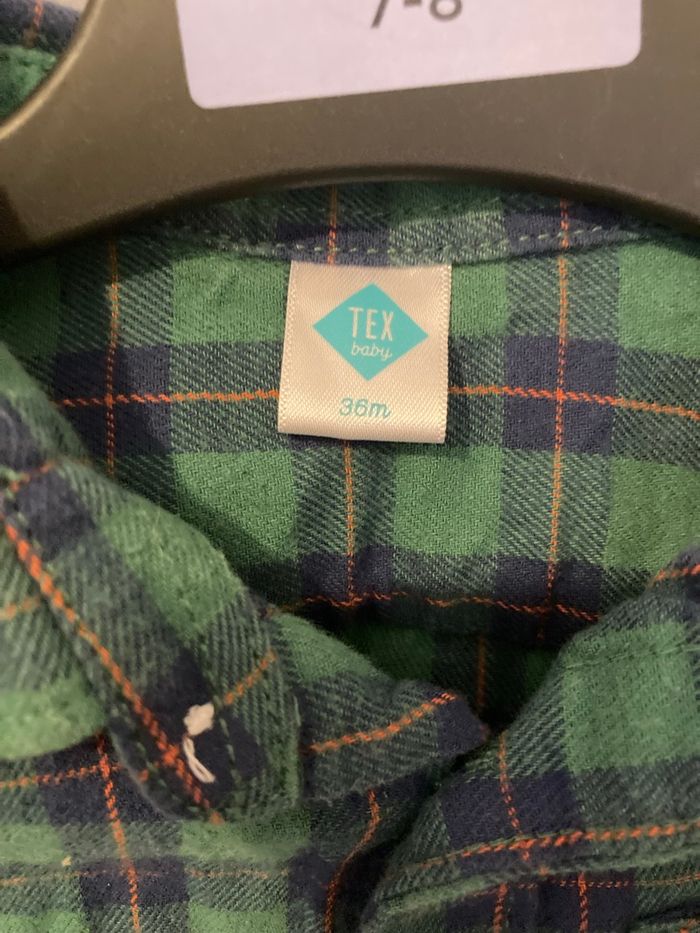 Chemise TEX Baby 36 mois carreaux vert bleu - photo numéro 5