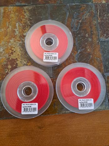 3 bobines ruban organza rouge