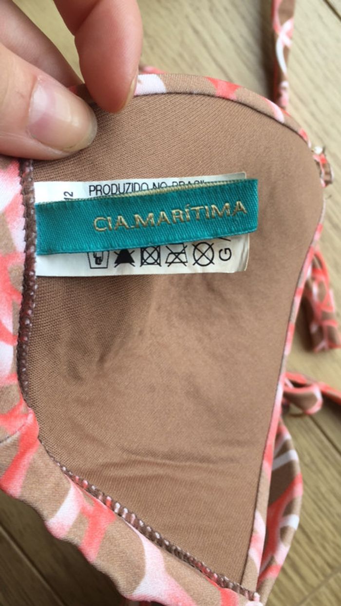 Haut de maillot motifs peace beige et rose taille M - photo numéro 5