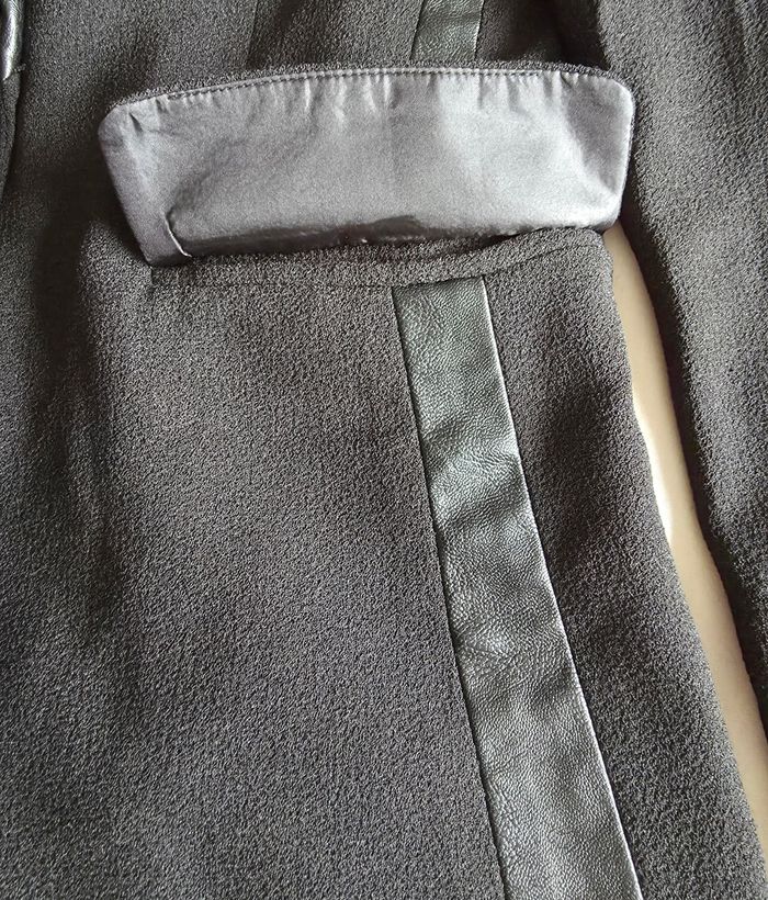 Color Block Blazer Polyester Simili Cuir Noir Neuf Taille 0 (34/36) - photo numéro 5