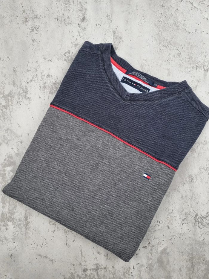 Pull col V Tommy Hilfiger gris – Taille L Homme
