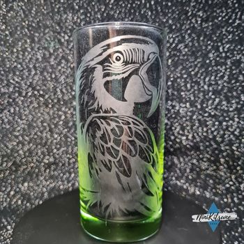 Gravure sur verre haut  Perroquet