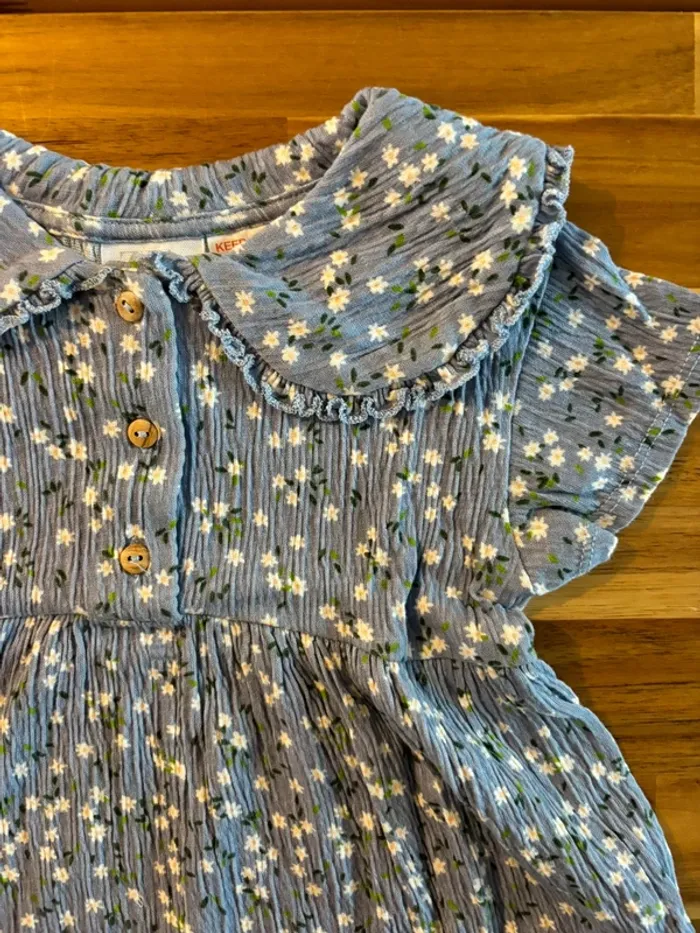 Robe bleu à col avec manches courtes - photo numéro 2