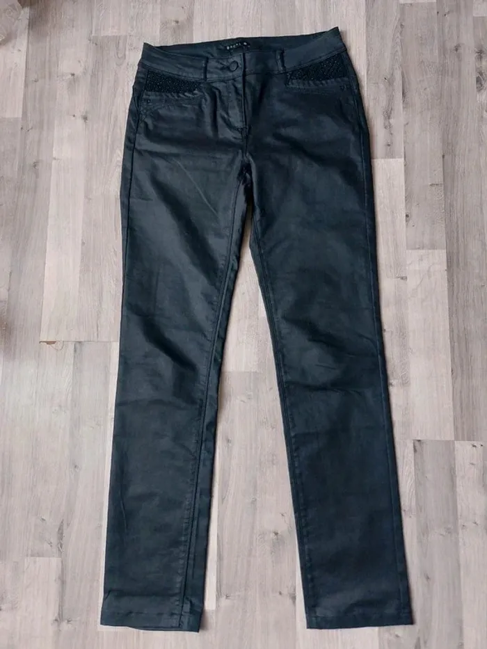 Pantalon noir "Breal" légèrement enduit - photo numéro 2