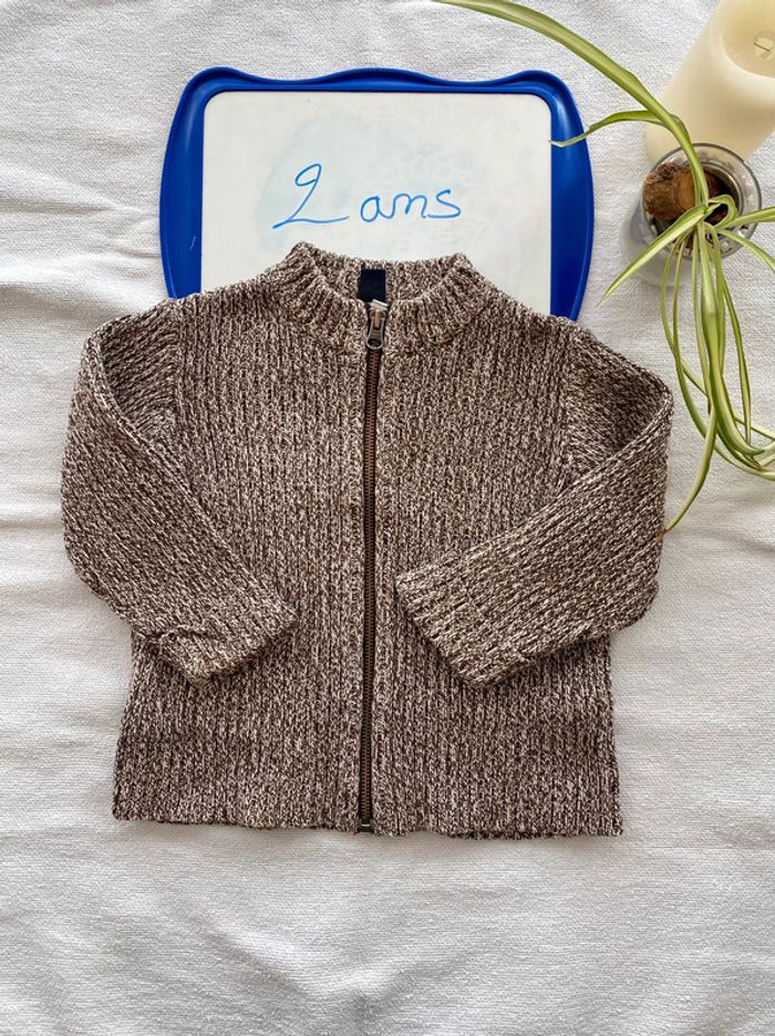 Pull / gilet zippé manches longues - 2 ans - Gap - TBE