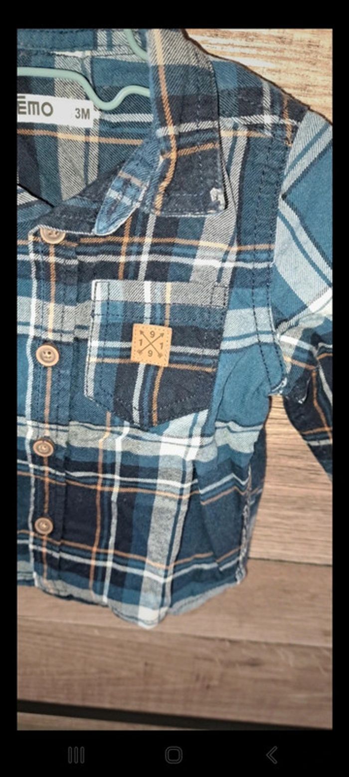 Chemise à carreaux manches longues Gémo 3 mois - photo numéro 3