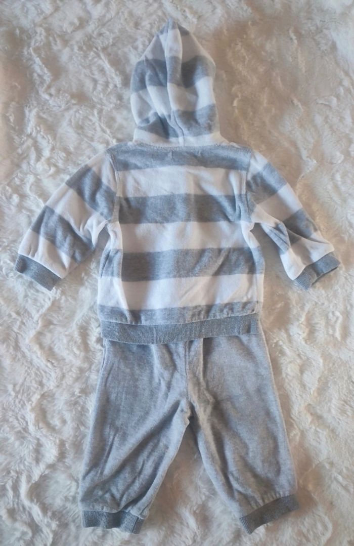 Survêtement gris et blanc en velour Kitchoun taille 6 mois - photo numéro 3