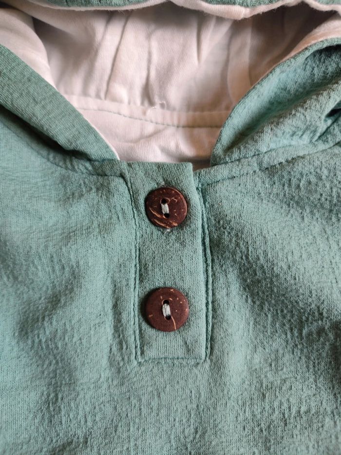 Pyjama grenouillère doublé à capuche avec oreilles Neuf PAT PAT en 6M - photo numéro 4