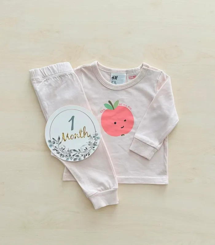Pyjama fille 2 pièces h&m 1-2 mois 56 cm