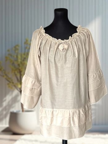 Tunique beige clair à volants coton & soie – T3 (44/46)