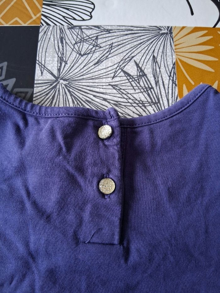 T-shirt fille manches longues bleu marine 5 ans - photo numéro 8