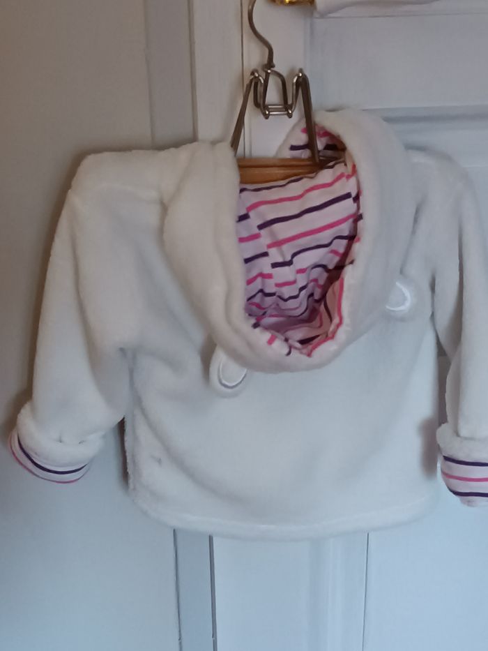 Manteau polaire blanc  9/12 mois - photo numéro 2