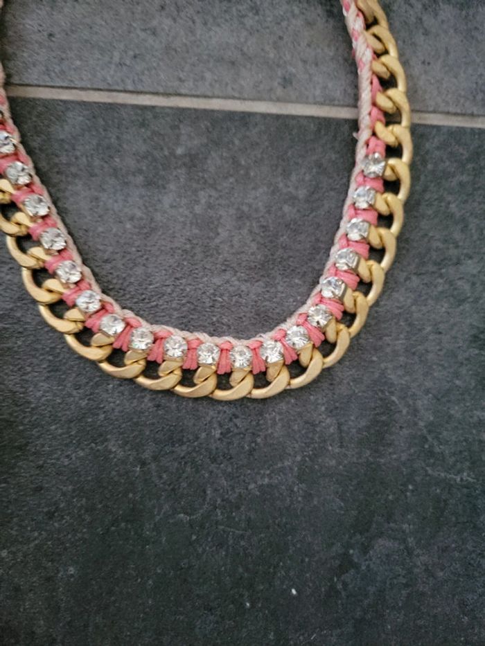 Parquet bijoux bracelet collier acier strass raz de coup - photo numéro 4