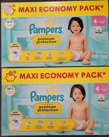 2 cartons de couches pampers premium taille 4