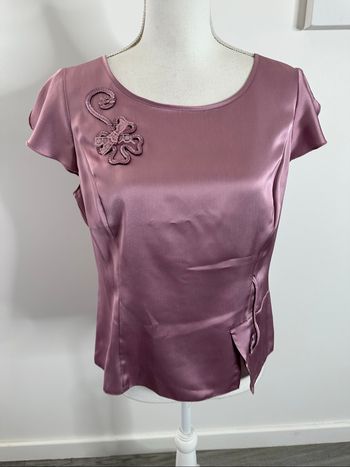 Blouse satinée lila rose Christine Laure T38 M