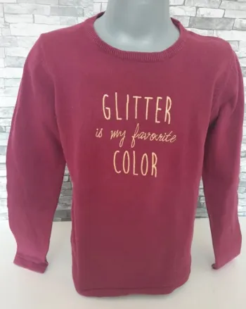 Pull bordeaux et doré 10 ans