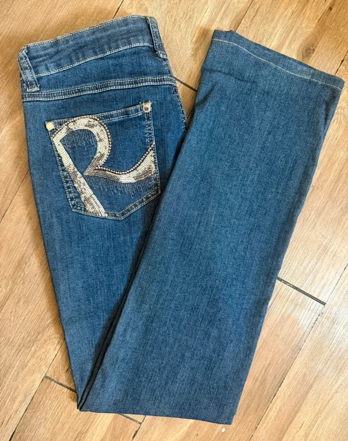 Jean Femme Roberto Verino – Taille M – Détails Sequins Argentés – Très Bon État - photo numéro 4