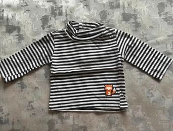 Pull bébé Tissaia 3 mois rayé blanc marron TBE