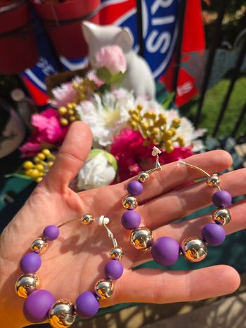 Clips creoles boules dorées et Violette 