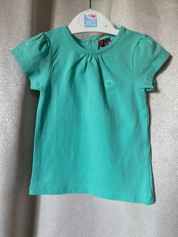 T-shirt fille vert manches courtes 3 mois Orchestra Premaman
