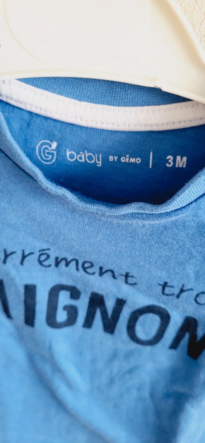 T-shirt 3 mois bleu Gémo - photo numéro 3