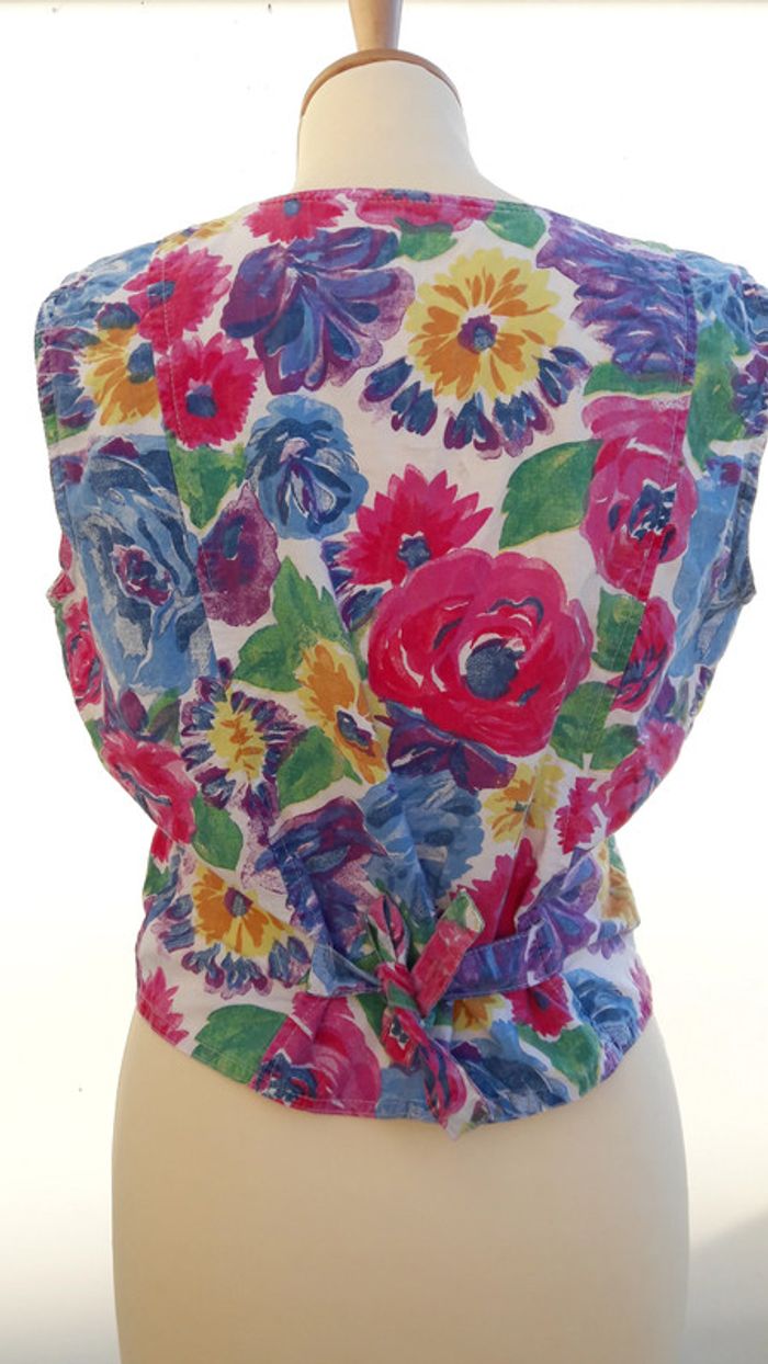 blouse top court vintage à fleurs crop - photo numéro 3