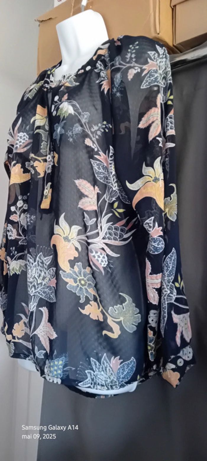 Blouse en voile motif floral coloré marine femme XXL janis & john - photo numéro 8