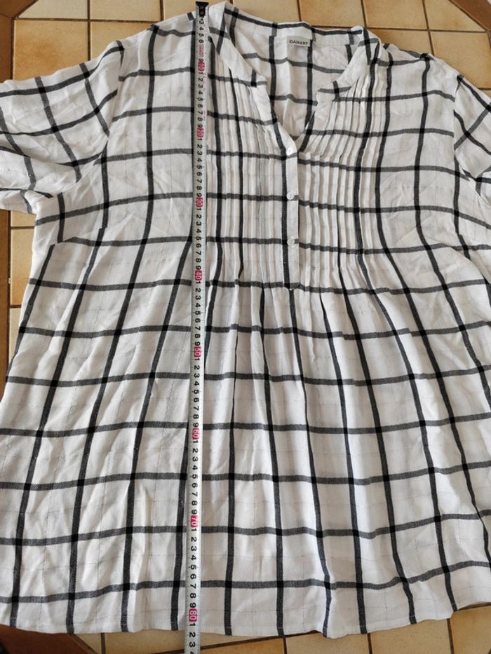 Blouse chemise blanche quadrillée taille 54 Damart - photo numéro 8