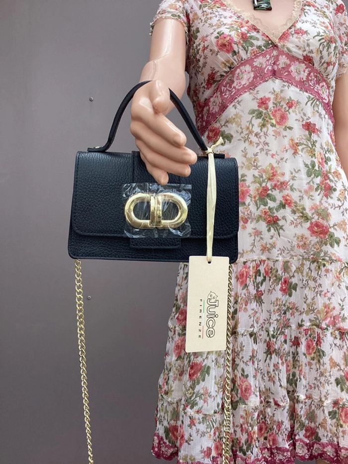 Petit sac à main noir Suie Valentini – Neuf avec étiquette – Cuir véritable - photo numéro 2