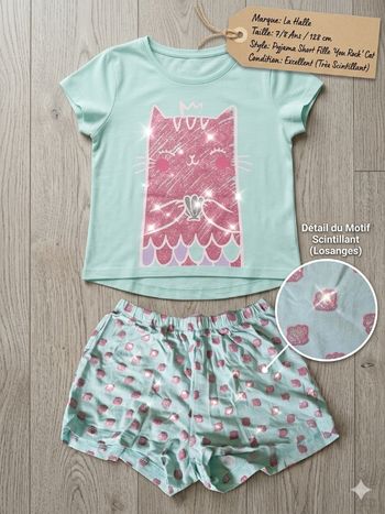 Pyjama Short Fille Scintillant – La Halle – Taille 7/8 Ans
