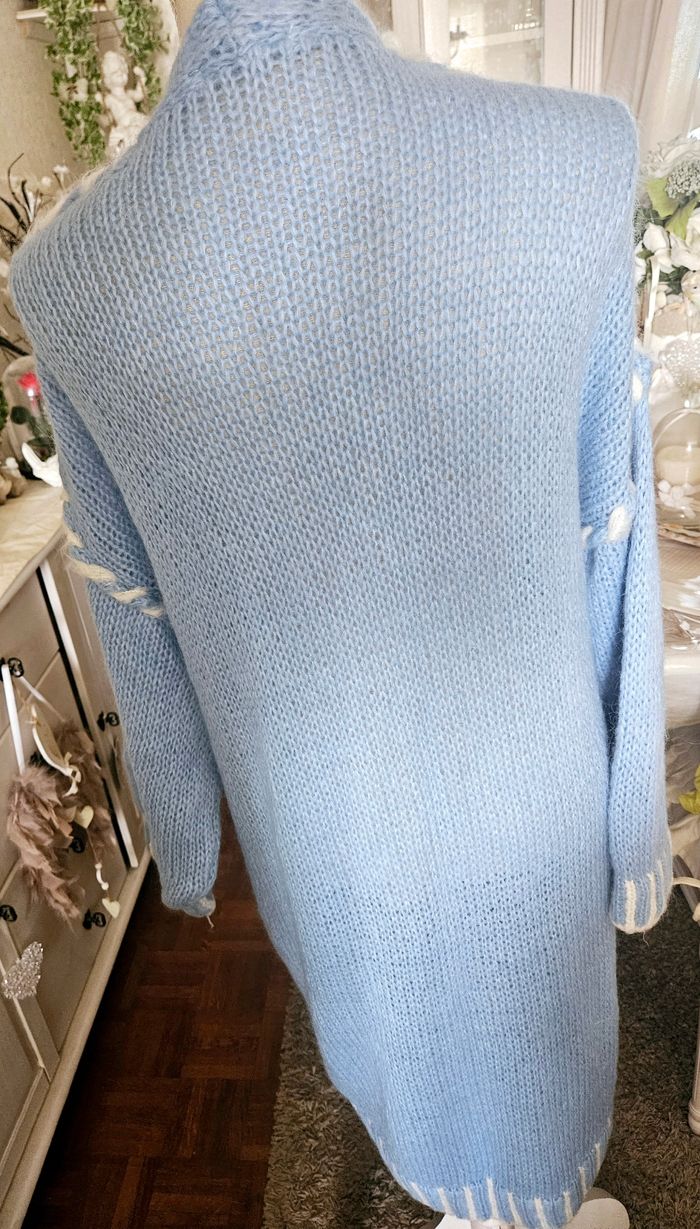 Long gilet bleu et blanc Valeria Moda Taille 42/44 Neuf - photo numéro 4