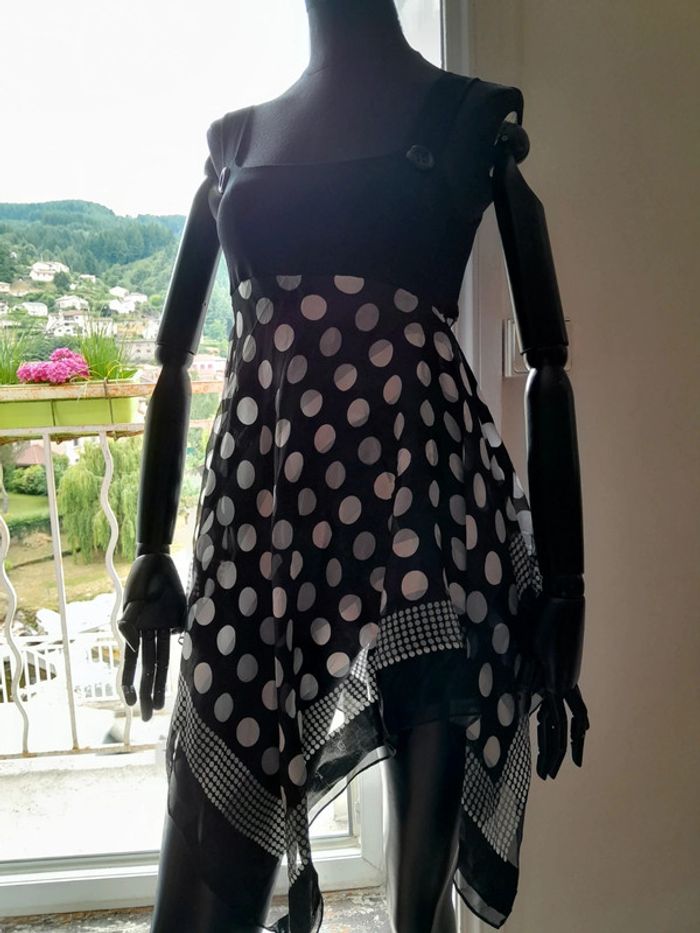 Débardeur asymétrique transparent à pois taille TU