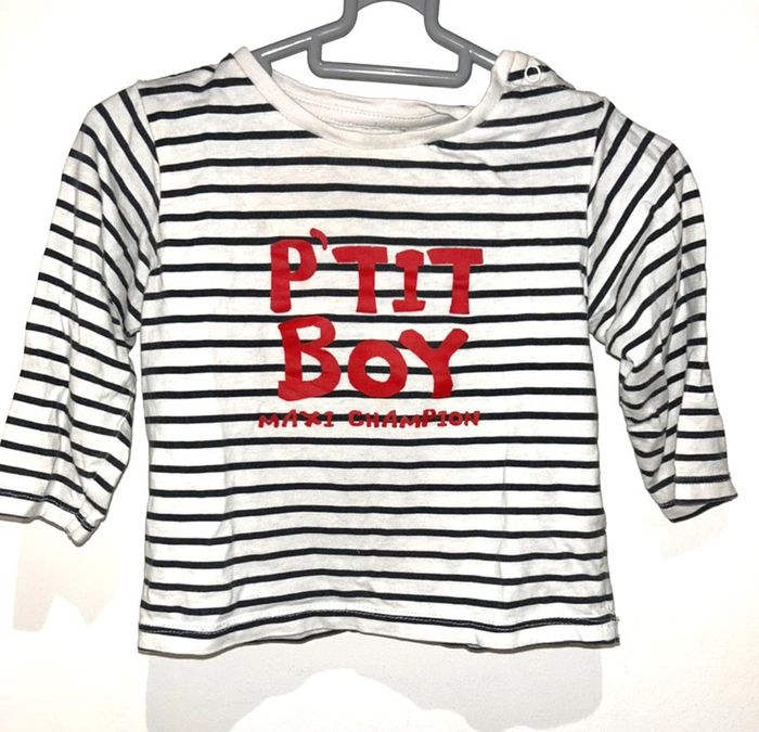 T-shirt marinière bébé garçon Pat et Ripaton