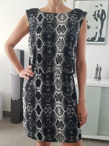 Robe Morgan Motif serpent noir et blan  et Simili cuir 38-40