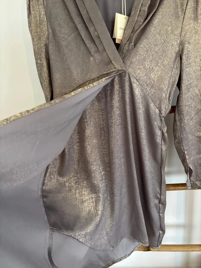 Robe argentée dorée - Cherry Paris Taille 2 Taille M - photo numéro 5