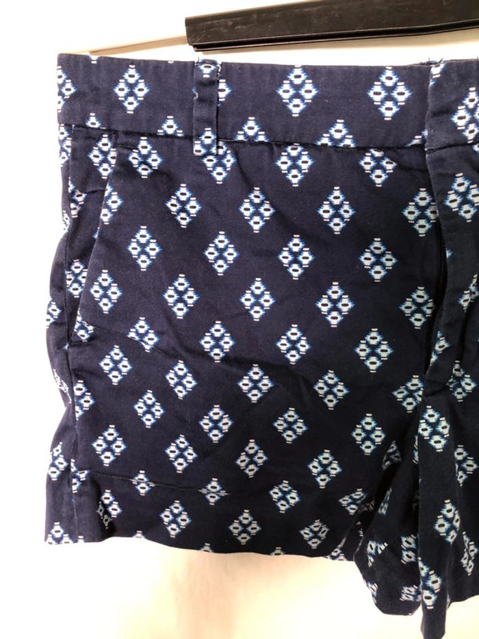 Short bleu marine motifs losanges en coton Zara taille 36 38 bon état - photo numéro 7