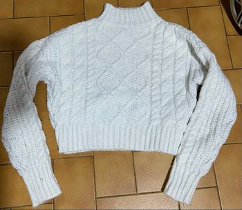 Pull crop blanc torsadé 12 ans kiabi