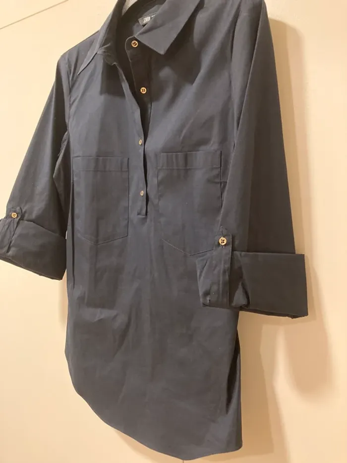 Chemise bleue marine Zara t.M - photo numéro 2