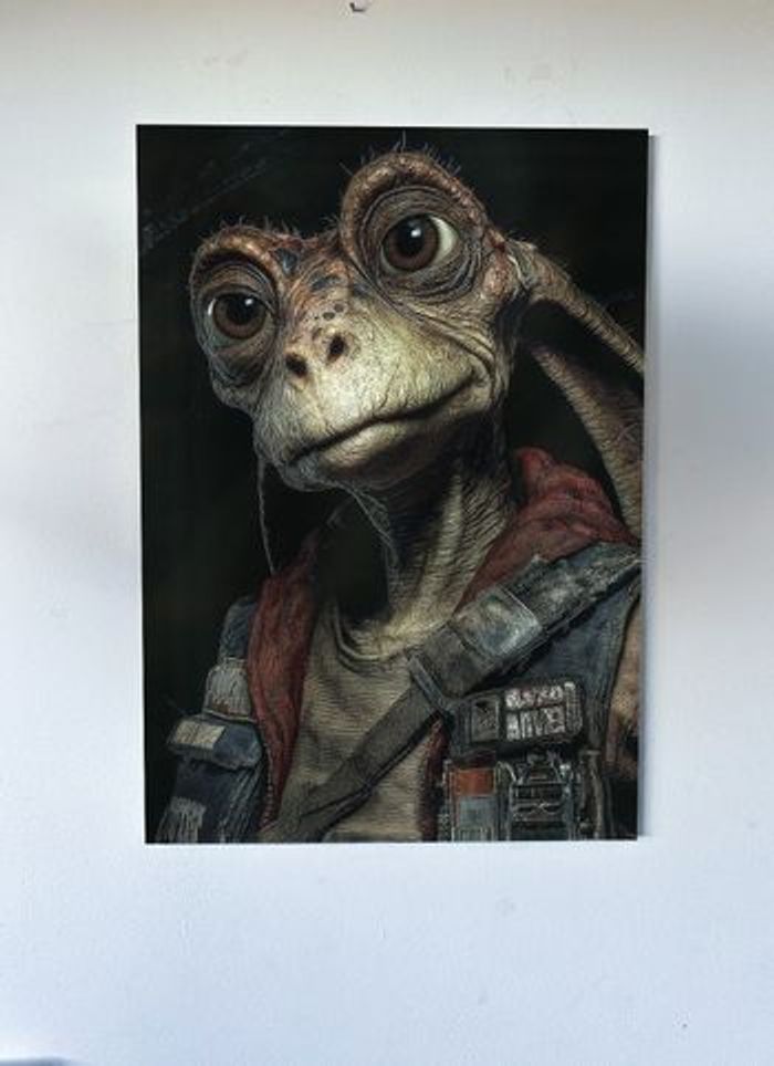 Poster métallique 30cm x 42cm JarJar Starwars  Porte + aimant mural fourni.