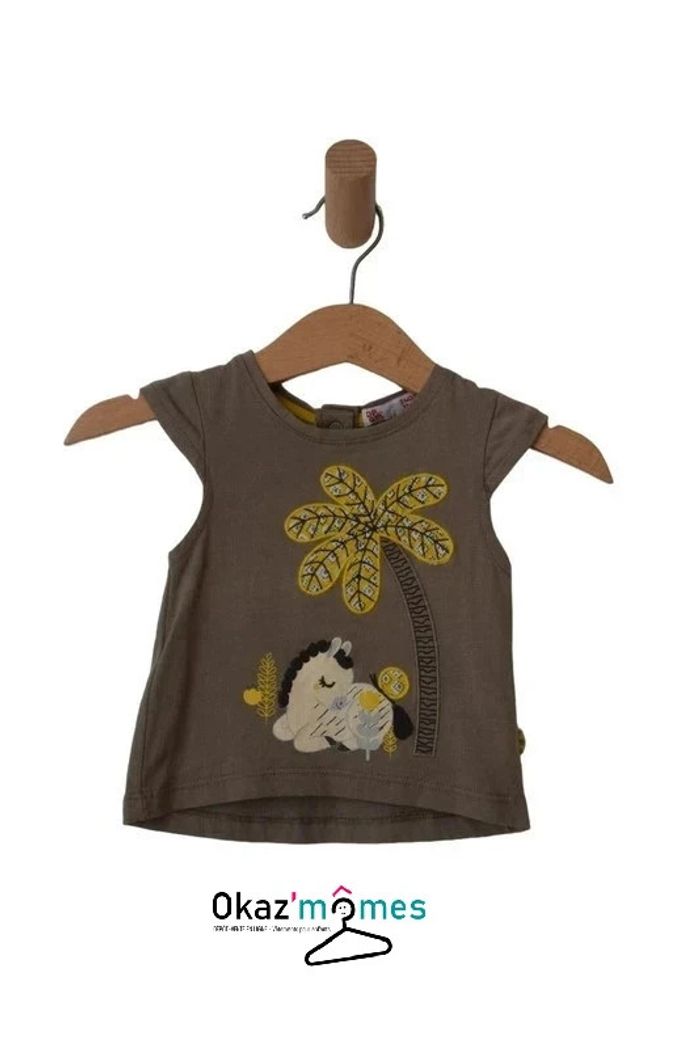 LOT de 2 t-shirts sans manches (1 kaki + 1 zébré) - bébé fille 3 mois - photo numéro 4