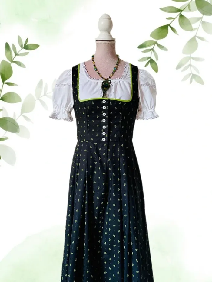 🌿Robe traditionnelle autrichienne Dirndl trachten Wenger S/36 cottagecore Oktoberfest long dress🌿 - photo numéro 3