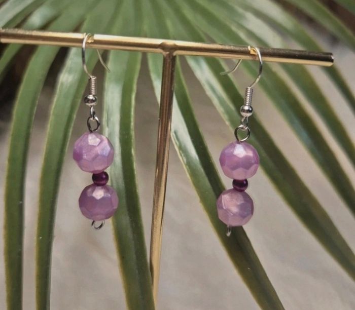 Boucles d’oreilles perles violette 💜✨ #Bijoux #Perles #Violet
