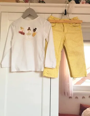Ensemble pantacourt vichy et t-shirt danseuse, ballerine, fée