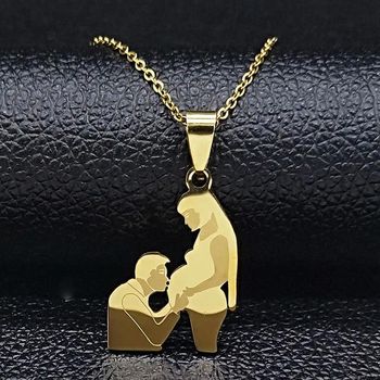 Collier Future Maman – Pendentif Famille en Acier Inoxydable Doré