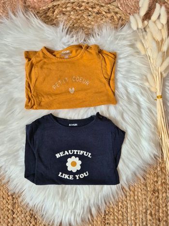 💙 Lot de 2 t-shirts manches longues Kiabi 12 mois
