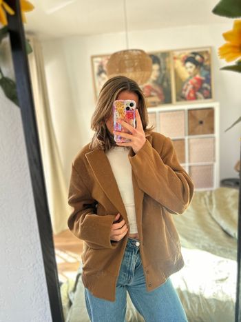 Veste hybride intérieur costume et extérieur polaire marron