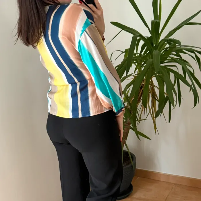 Chemise Rayée Zara Colorée Manches Longues Style Vintage - photo numéro 2