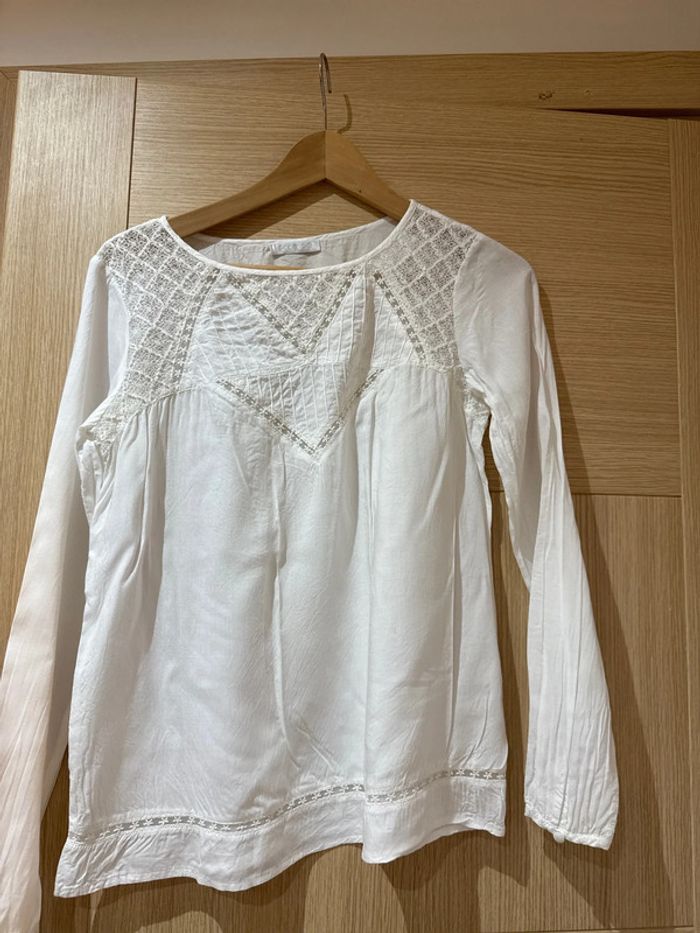 Blouse promod voile de coton brodée M
