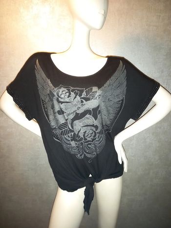 tee shirt noir se noud à la taille morgan de toi taille 42