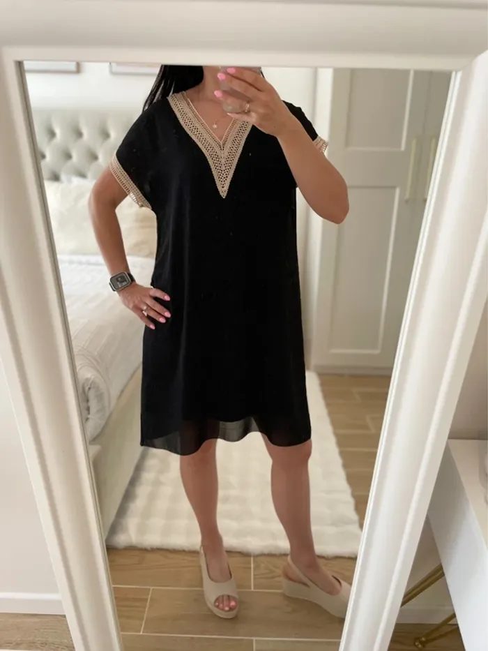 Robe/tunique noir et beige/ dorée 36 neuf - photo numéro 2